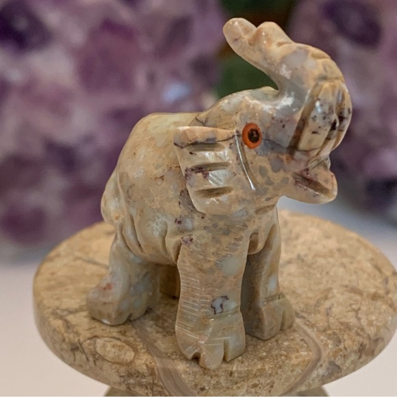 Steatite ELEPHANT Soapstone Figurine MINI Carved Crystal Animal Stone Pet 1.5” - Picture 5 of 13